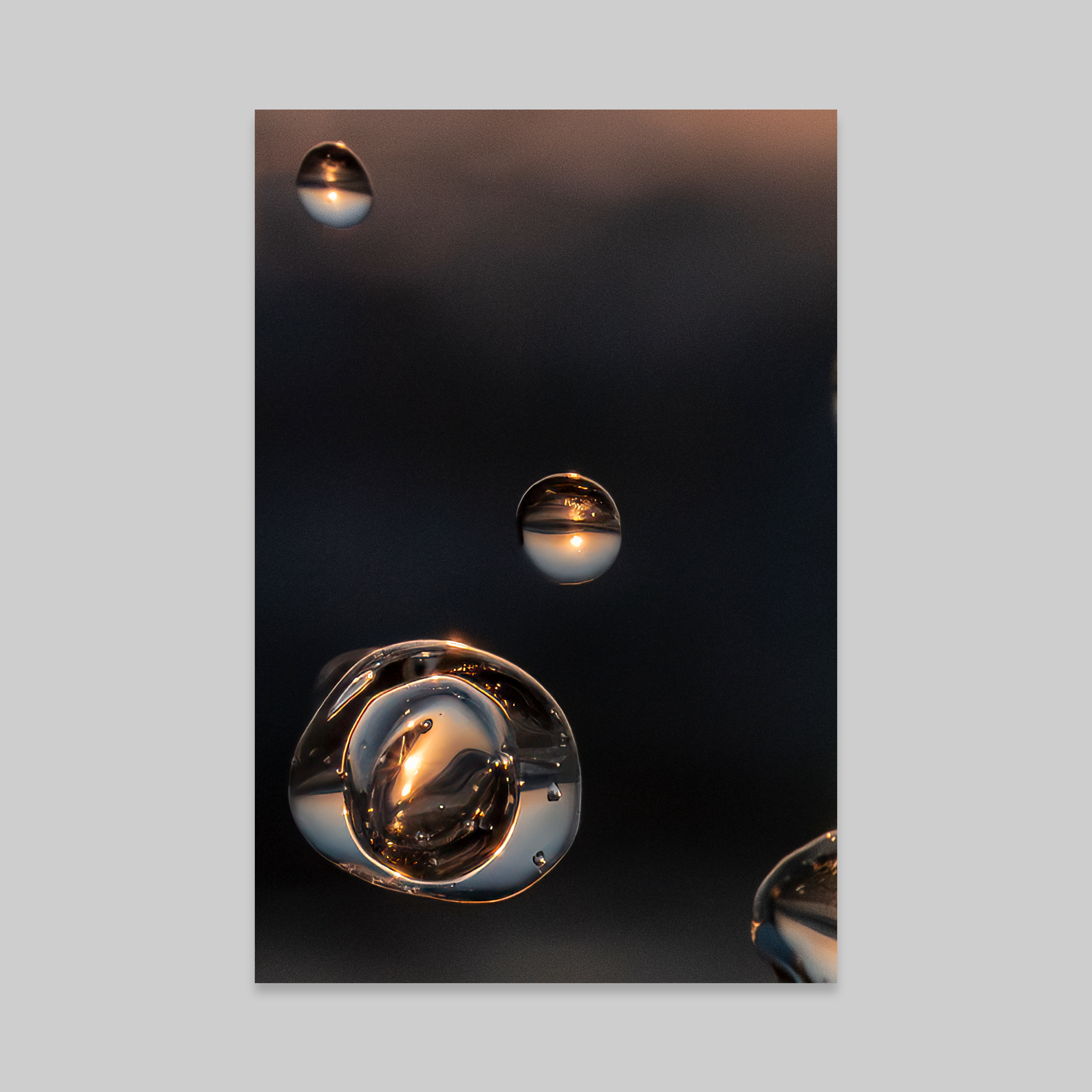 Jud Hogan Photography close-up of glass bubbles with warm golden reflections