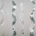 Ribbon Pedestal Large glass sculpture by Bill Meek, clear twisted ribbons.