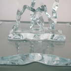Ribbon Pedestal Large clear glass sculpture by Bill Meek