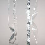 Glass sculpture Ribbon Pedestal Small by Bill Meek, clear twisted ribbons.