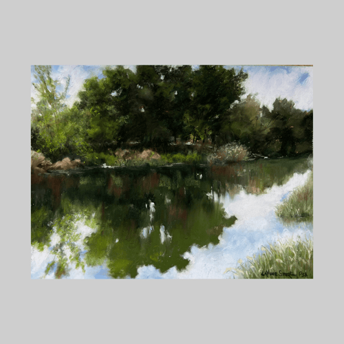 Original Love This River by LaVone Sterling — landscape river scene with trees.