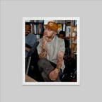 Print: Behind that Door (Mac Miller NPR) by James Alpert, a bold, tattooed portrait.
