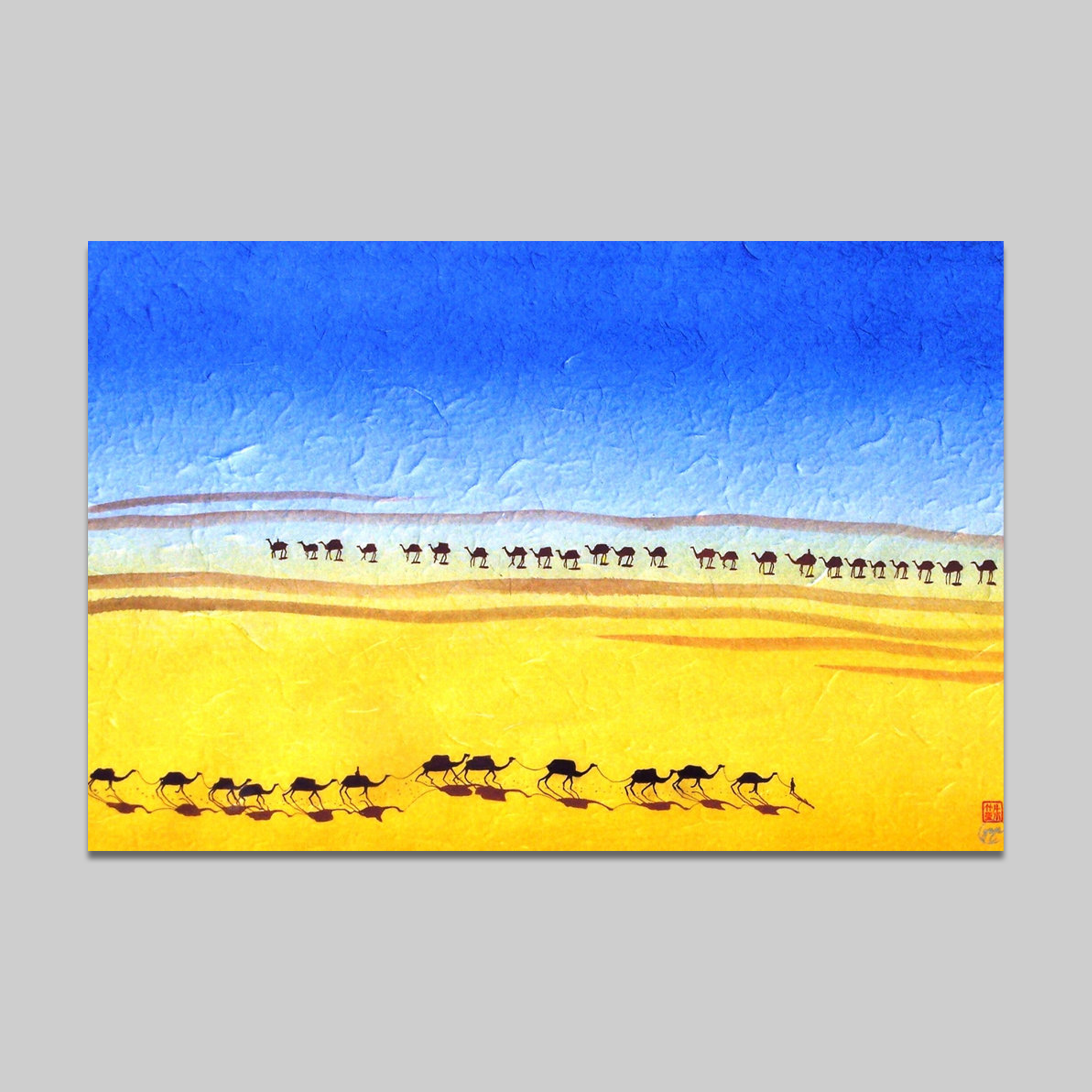 Camel Train in Desert