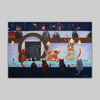 Original Seven Days of Sushi by VEFA Gallery; whimsical cat-filled sushi bar with chalkboard specials.