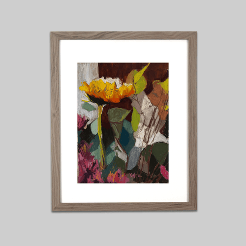 Original artwork Afternoon Light by Kathleen Weil, vibrant abstract floral composition.