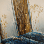 Original painting LA.LA Lifestyle by Rei (2025), blue and brown abstract composition.