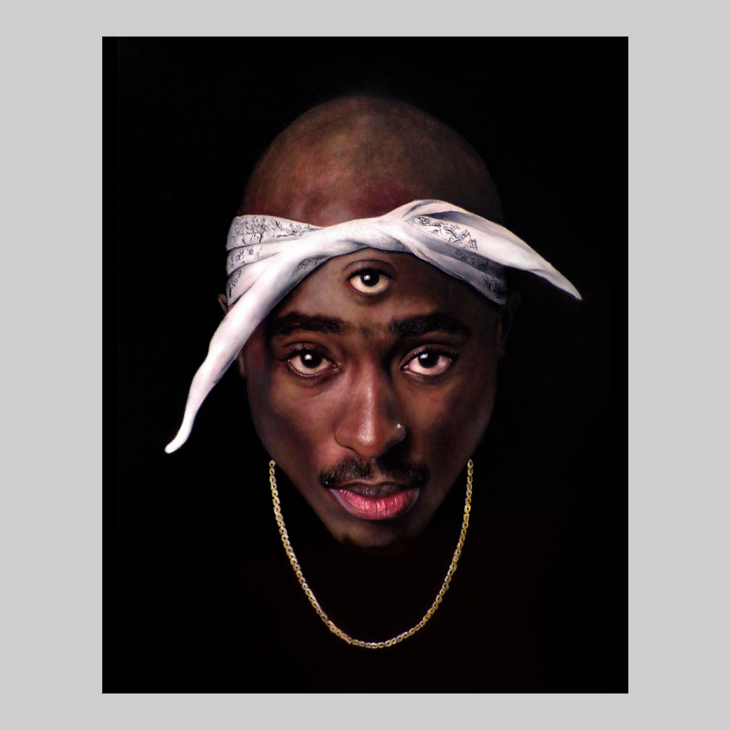 Music CD All Eyes on Me - VEFA Gallery portrait of a man with a white blindfold and gold chain.